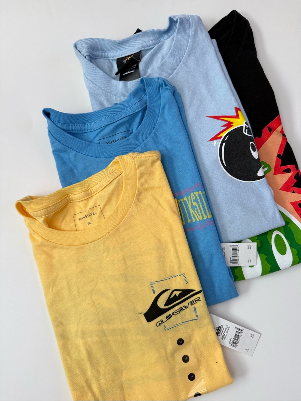 Set Of 4 Tshirts 2 Adam Bomb The Hundreds & 2 Quicksilver see description